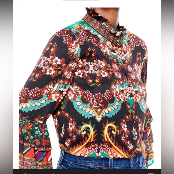 Alice + Olivia Liberty Printed Ruffled Blouse Size Medium - Picture 1 of 12